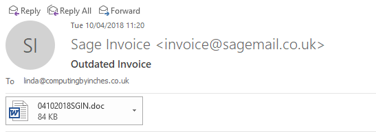 an image of fake emails from Sage