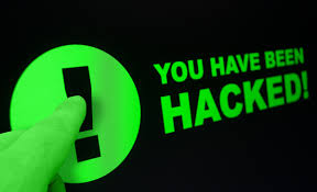 a made up image with the word hacked in green