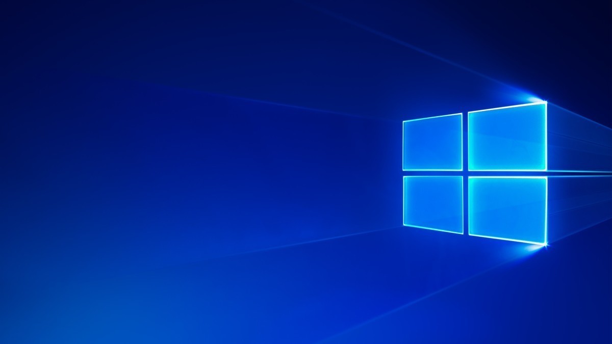 an image of windows 10 wallpaper blue window shining one dark blue background